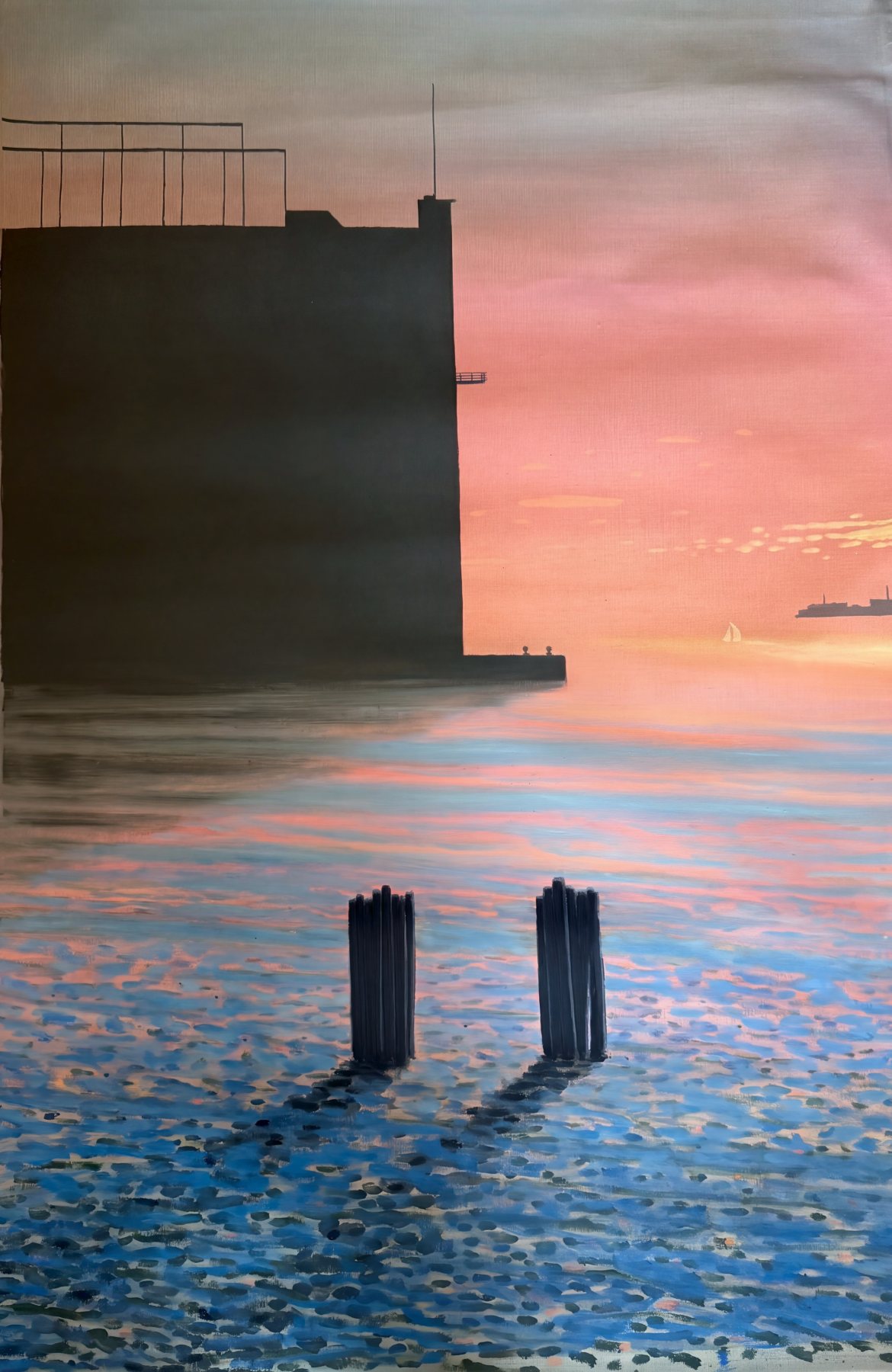 Old Pier in New York, Oil on canvas, Bill Sullivan
