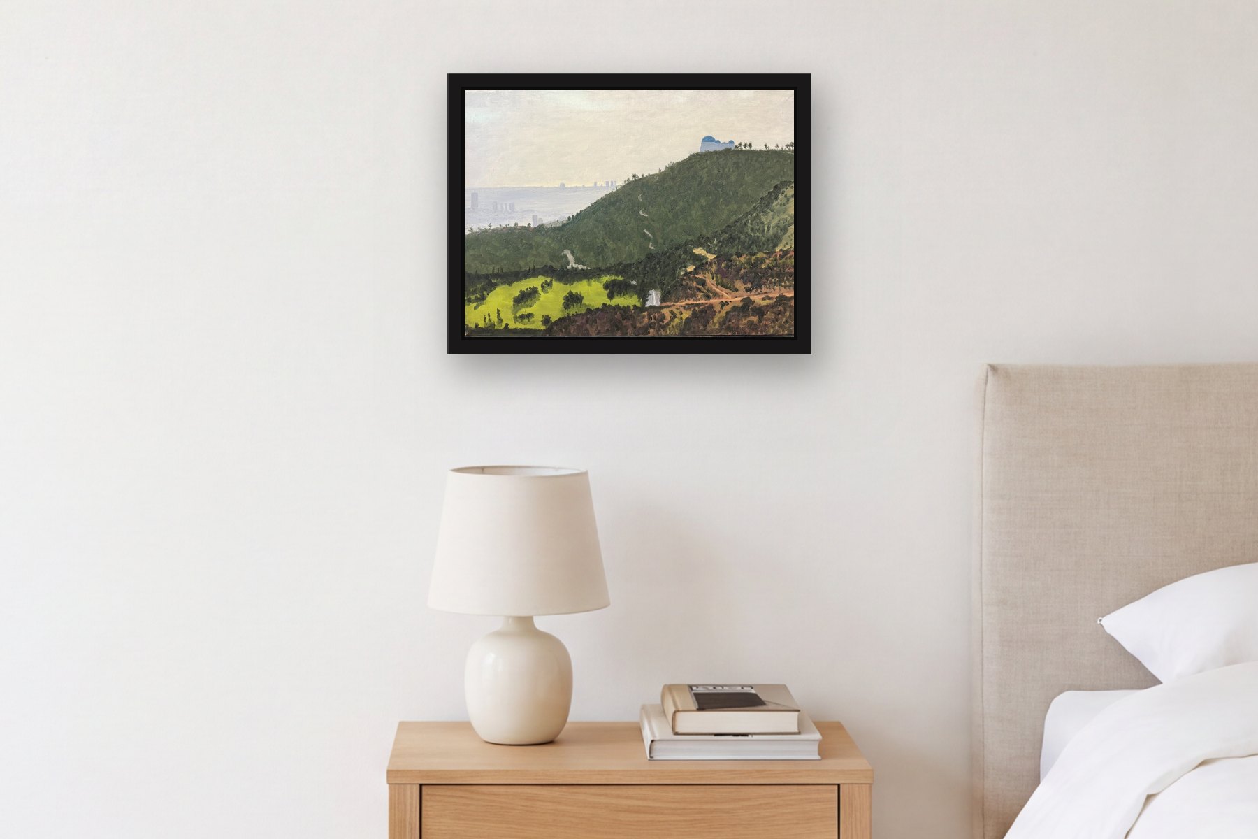 Andes Mountains by Bill Sullivan, hanging above a bedside table in a bedroom