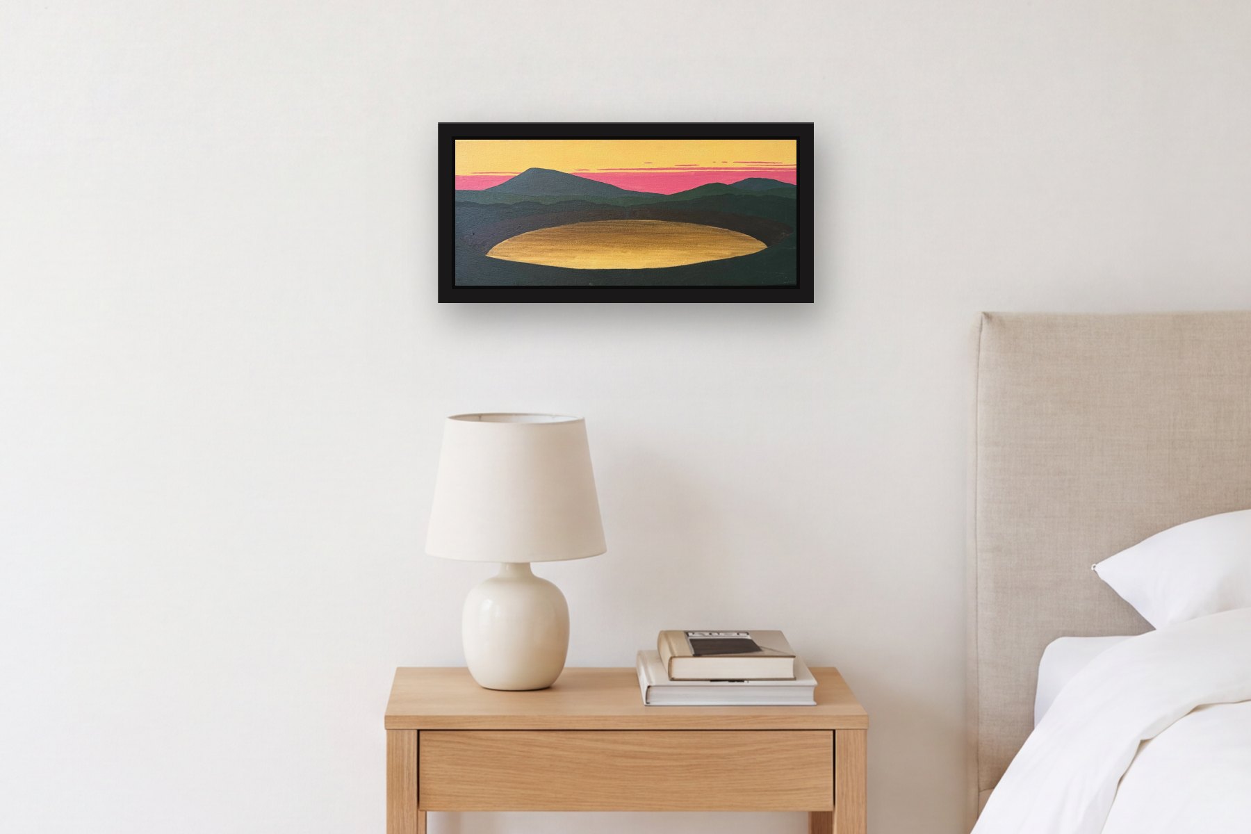 Guatavita, Colombia by Bill Sullivan, hanging above a bedside table in a bedroom