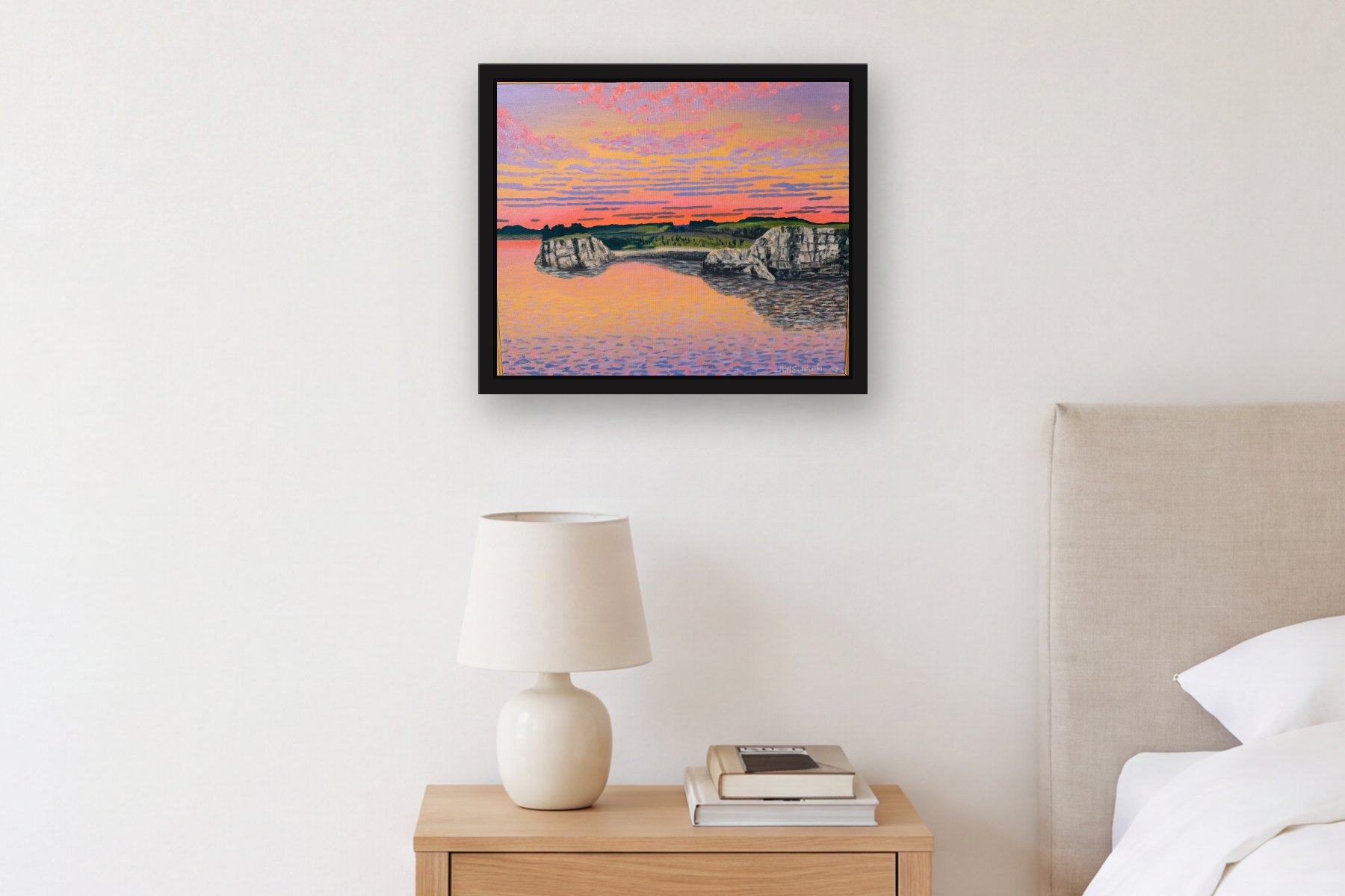 Quarry in Upstate NY by Bill Sullivan, hanging above a bedside table in a bedroom