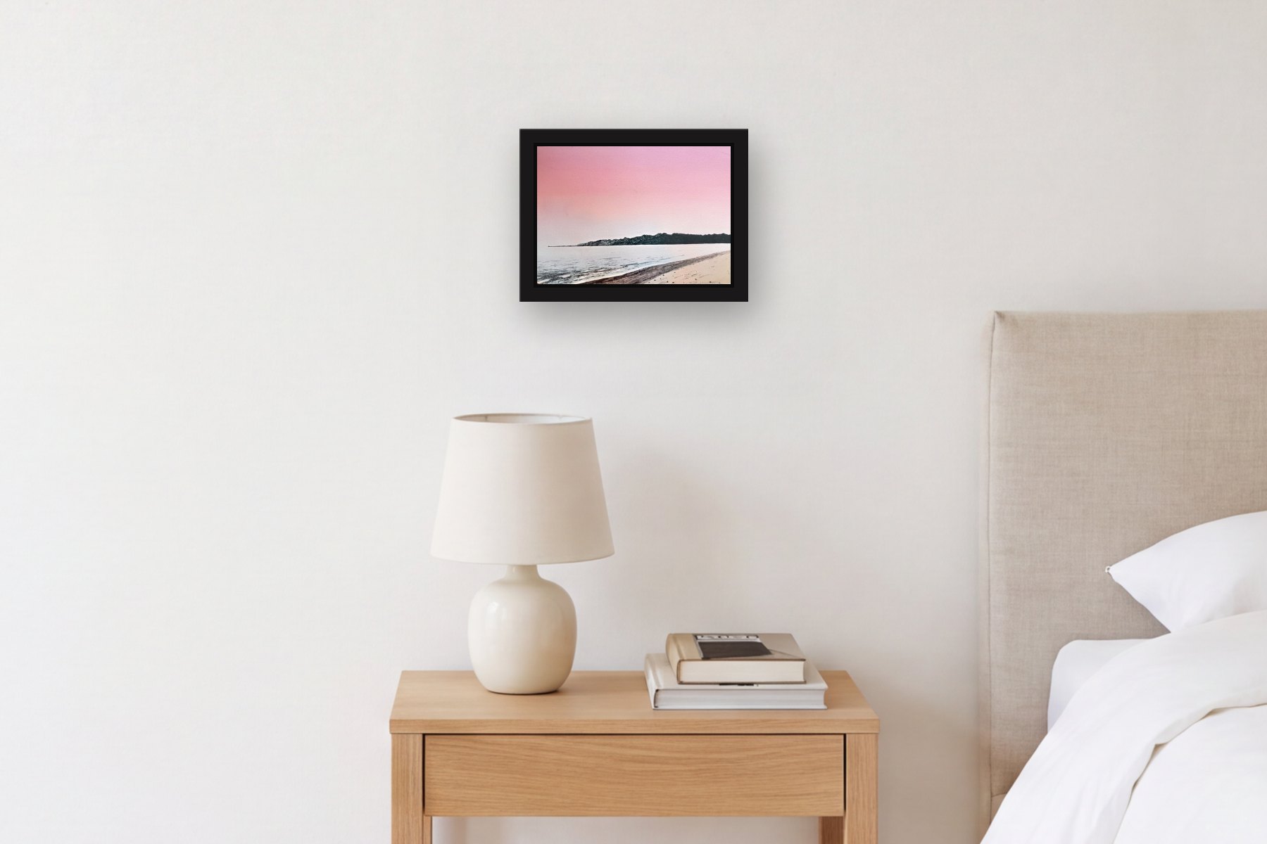 Santa Monica Bay; AP1 by Bill Sullivan, hanging above a bedside table in a bedroom