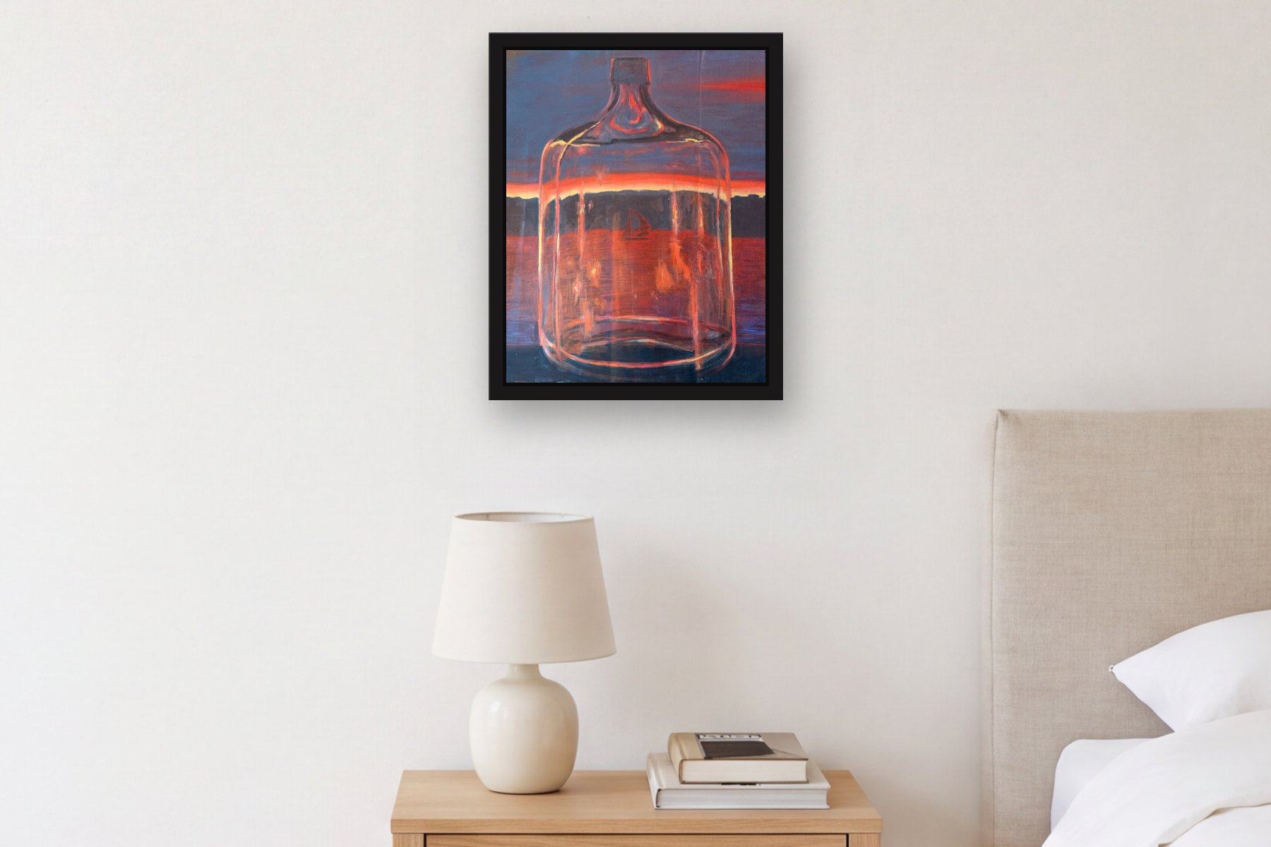 Untitled by Bill Sullivan, hanging above a bedside table in a bedroom