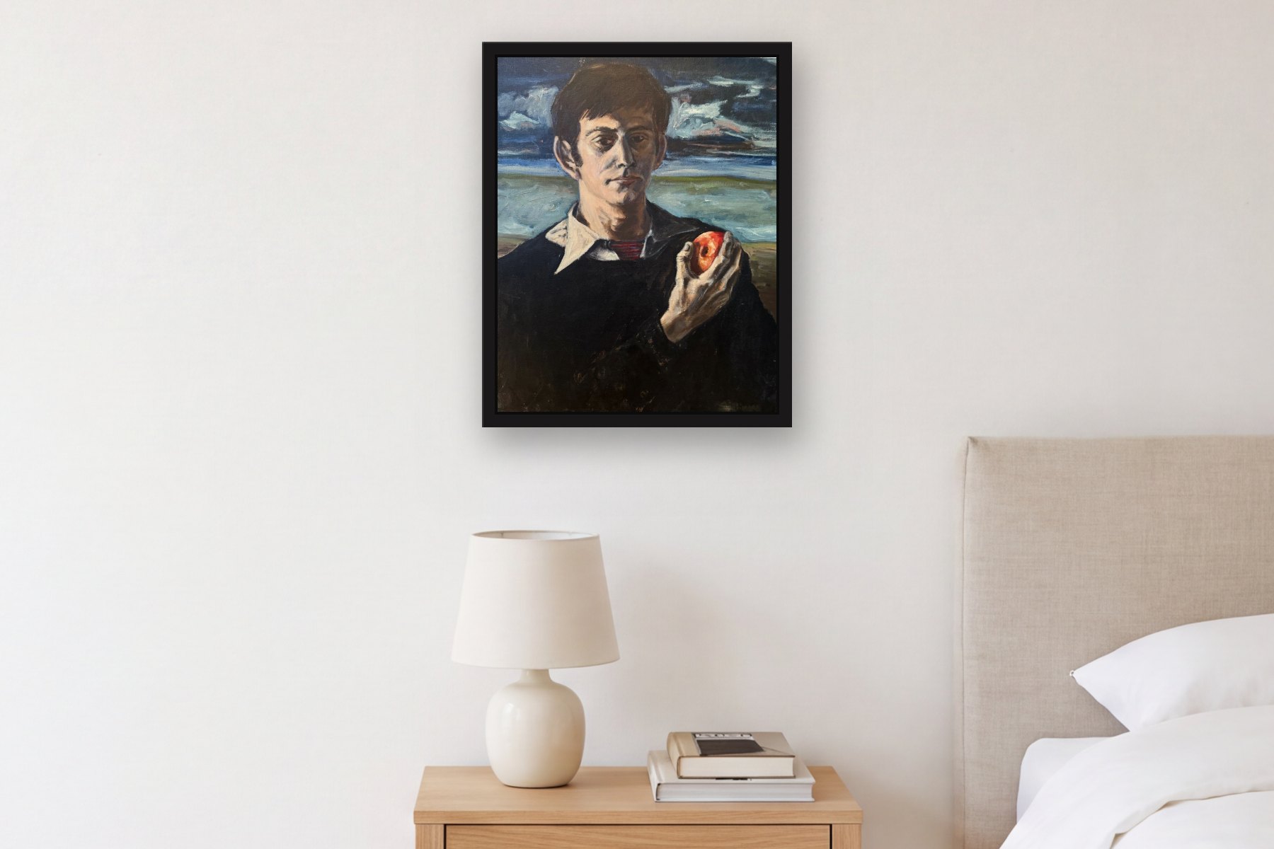 Untitled by Bill Sullivan, hanging above a bedside table in a bedroom
