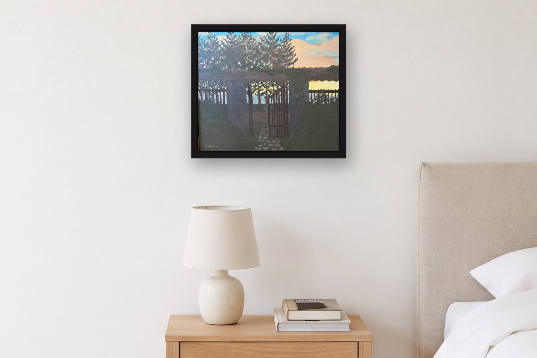 Untitled (Quirama, Medellin) by Bill Sullivan, hanging above a bedside table in a bedroom