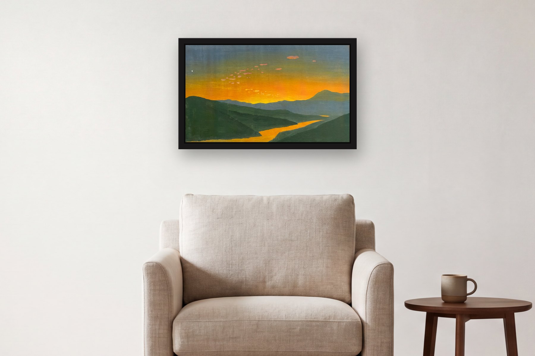 Antioquia by Bill Sullivan, hanging above an armchair