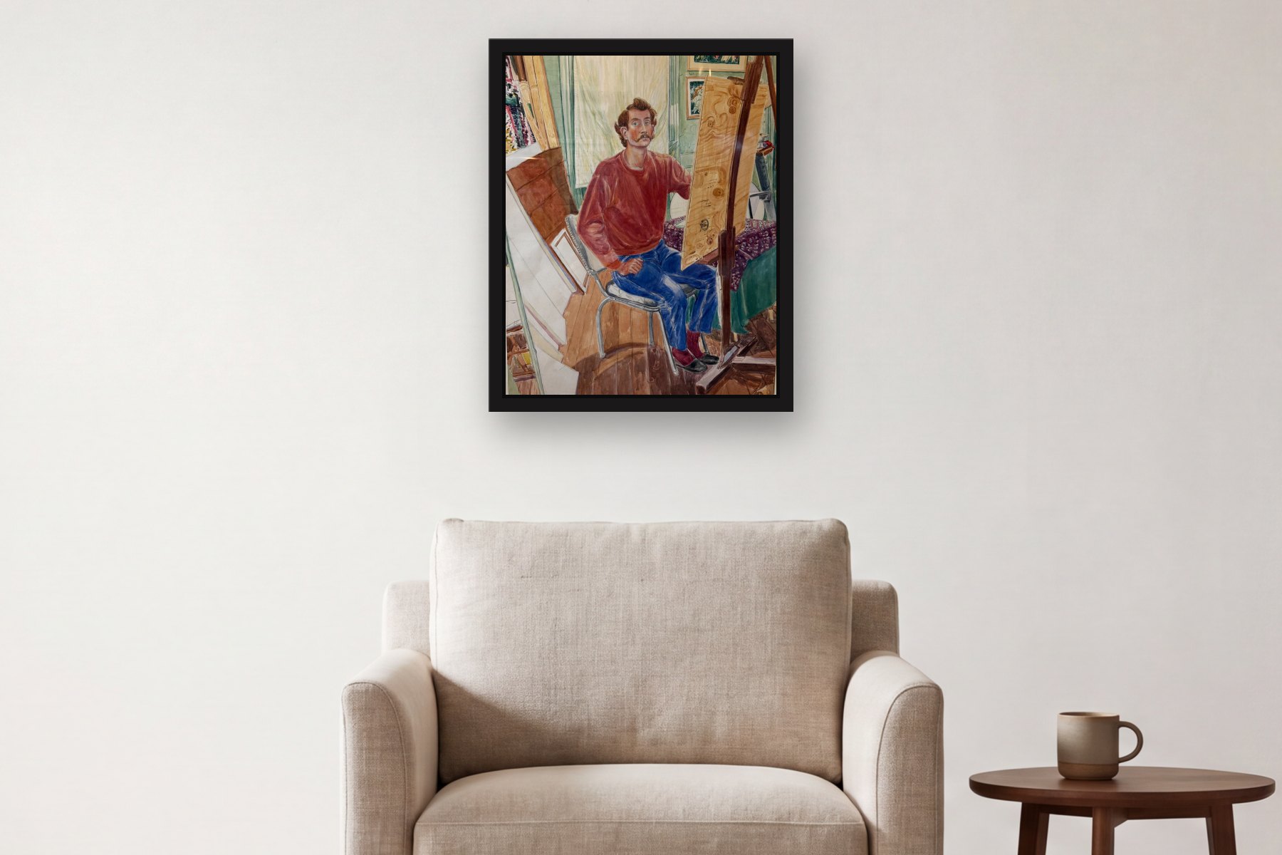 Artist by Togias Mostel, hanging above an armchair