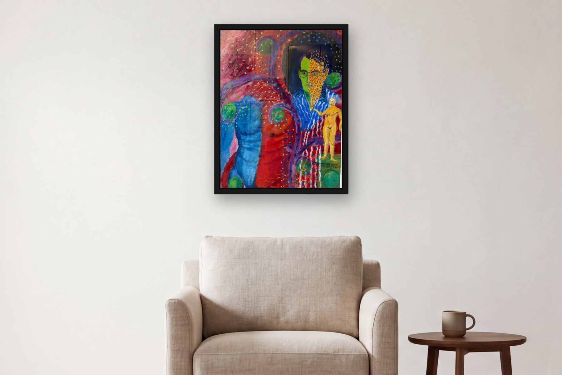 Bill by Togias Mostel, hanging above an armchair