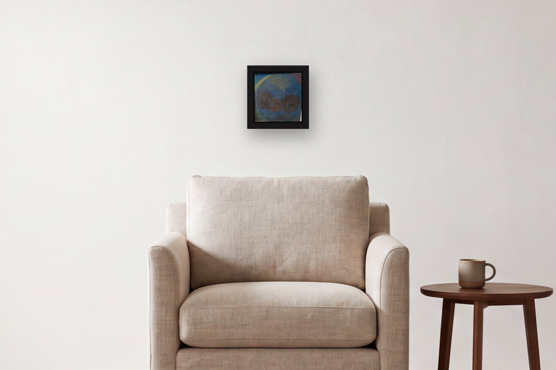 Blue by Artist not recorded, hanging above an armchair