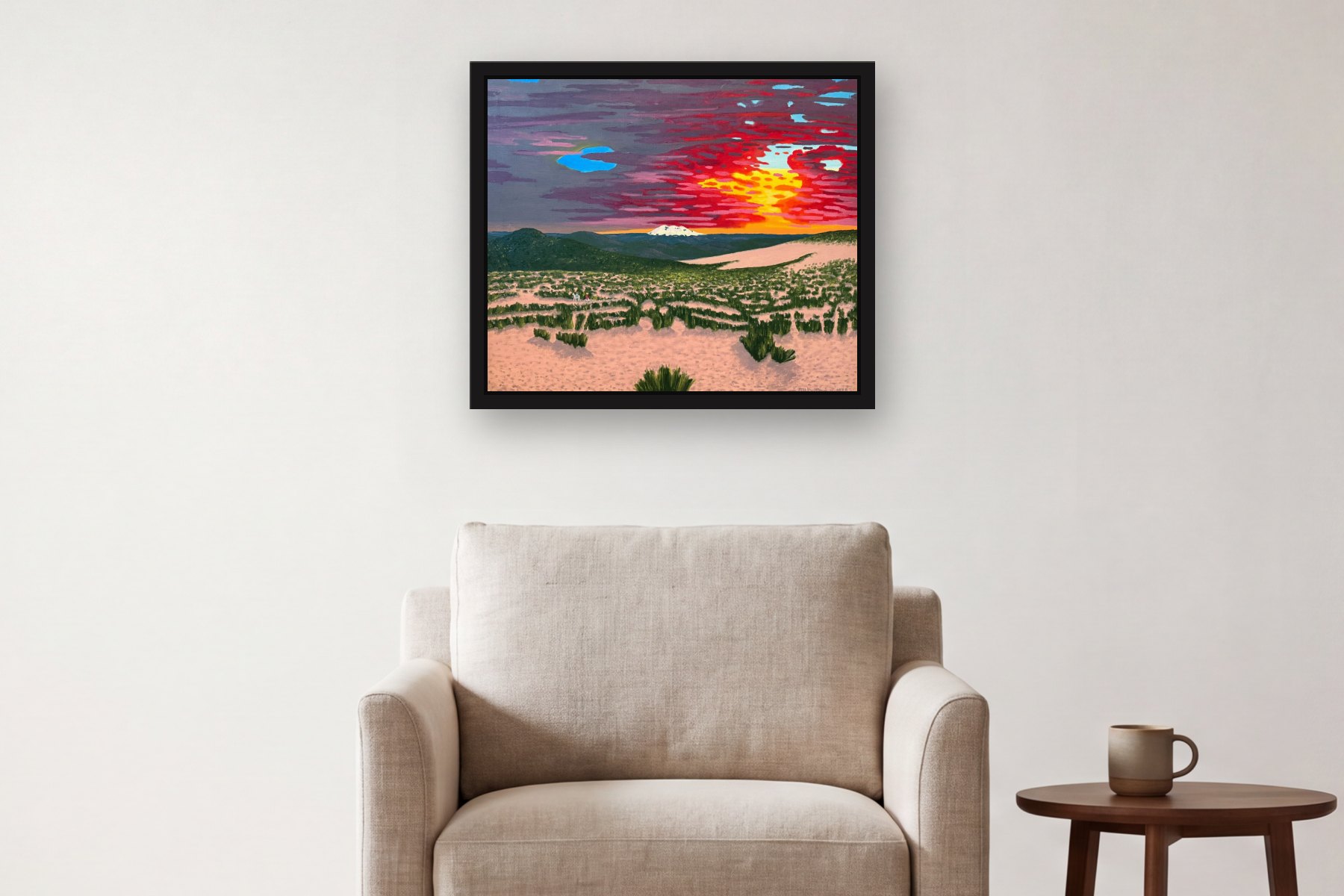 Chimbarazo II by Bill Sullivan, hanging above an armchair