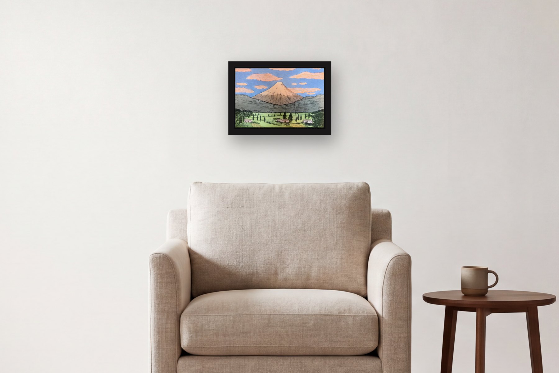 Cotopaxi, 2/25 by Bill Sullivan, hanging above an armchair