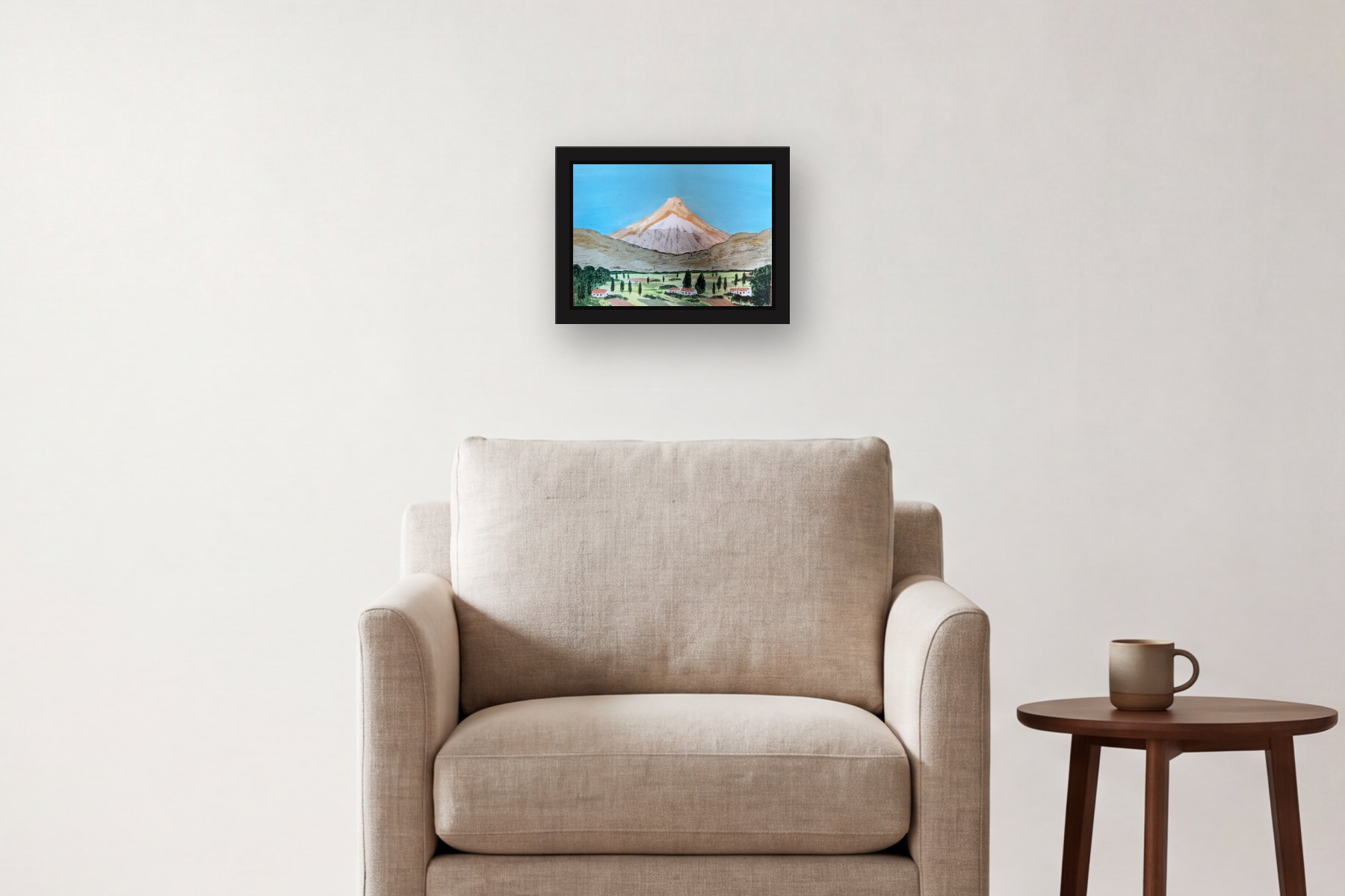 Cotopaxi, unnumbered/25 by Bill Sullivan, hanging above an armchair