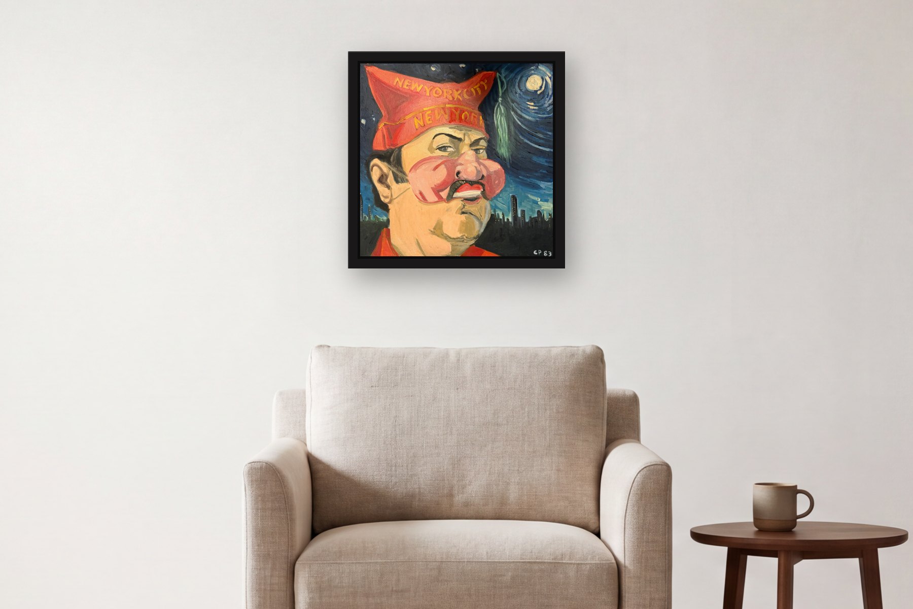 CP 83 by Charles Parness, hanging above an armchair