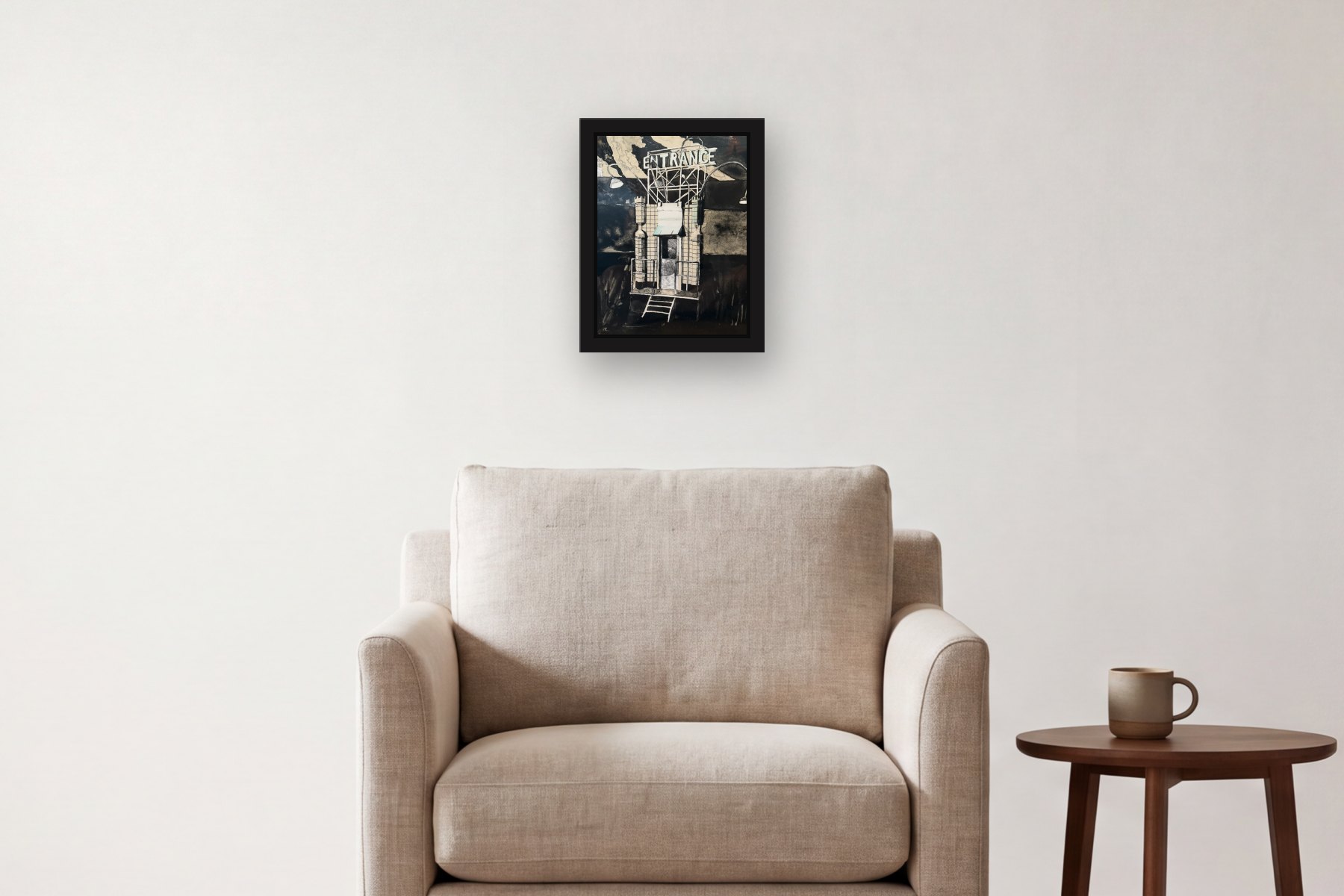 Entrance by Donna Dennis, hanging above an armchair