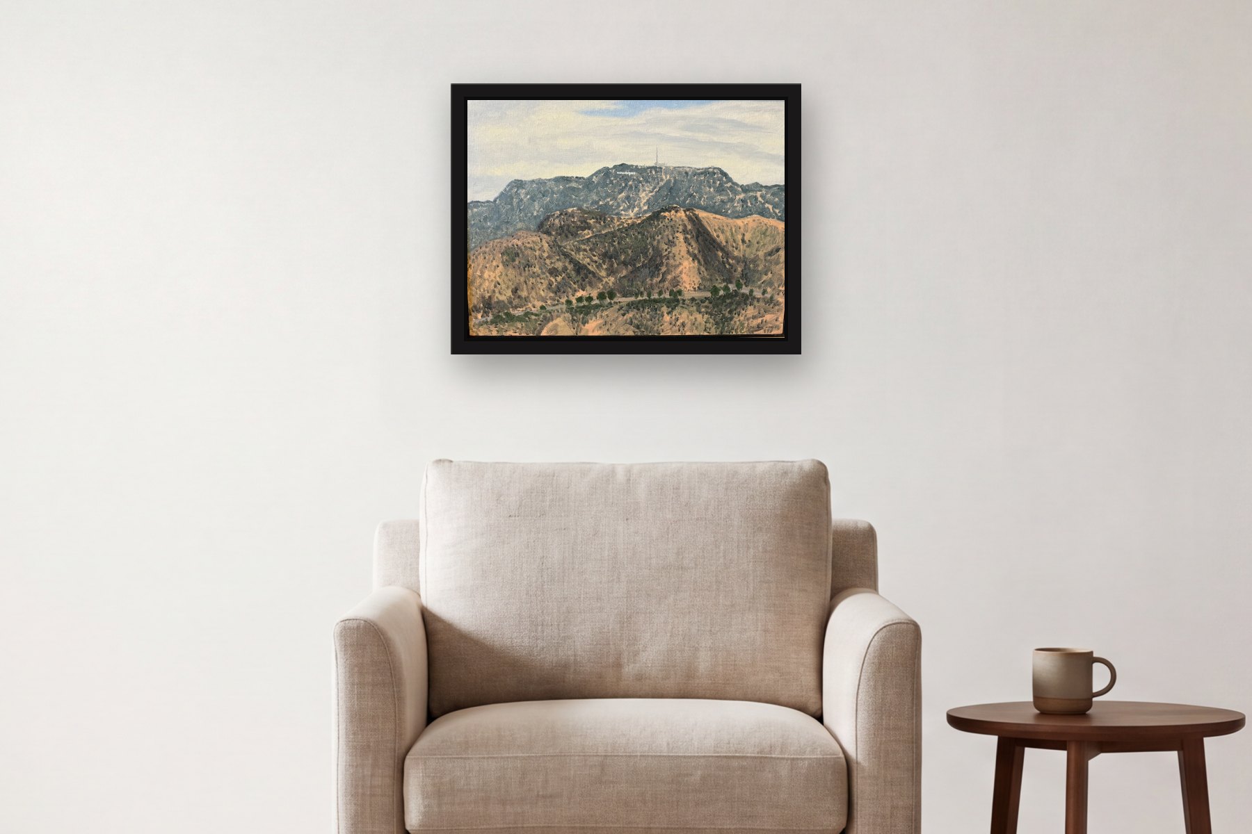 Hollywood by Bill Sullivan, hanging above an armchair