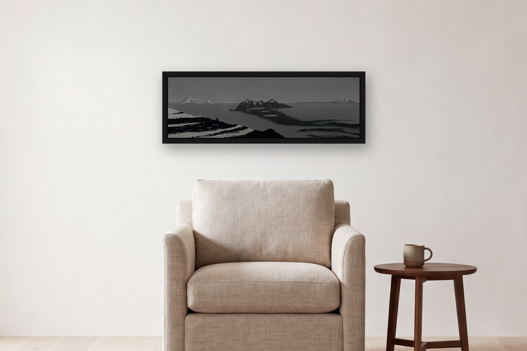 Ilinizas II by Bill Sullivan, hanging above an armchair