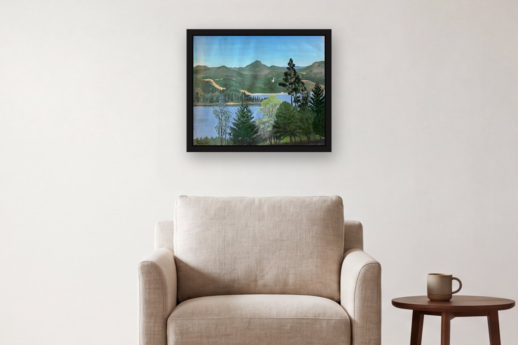 Medellin by Bill Sullivan, hanging above an armchair