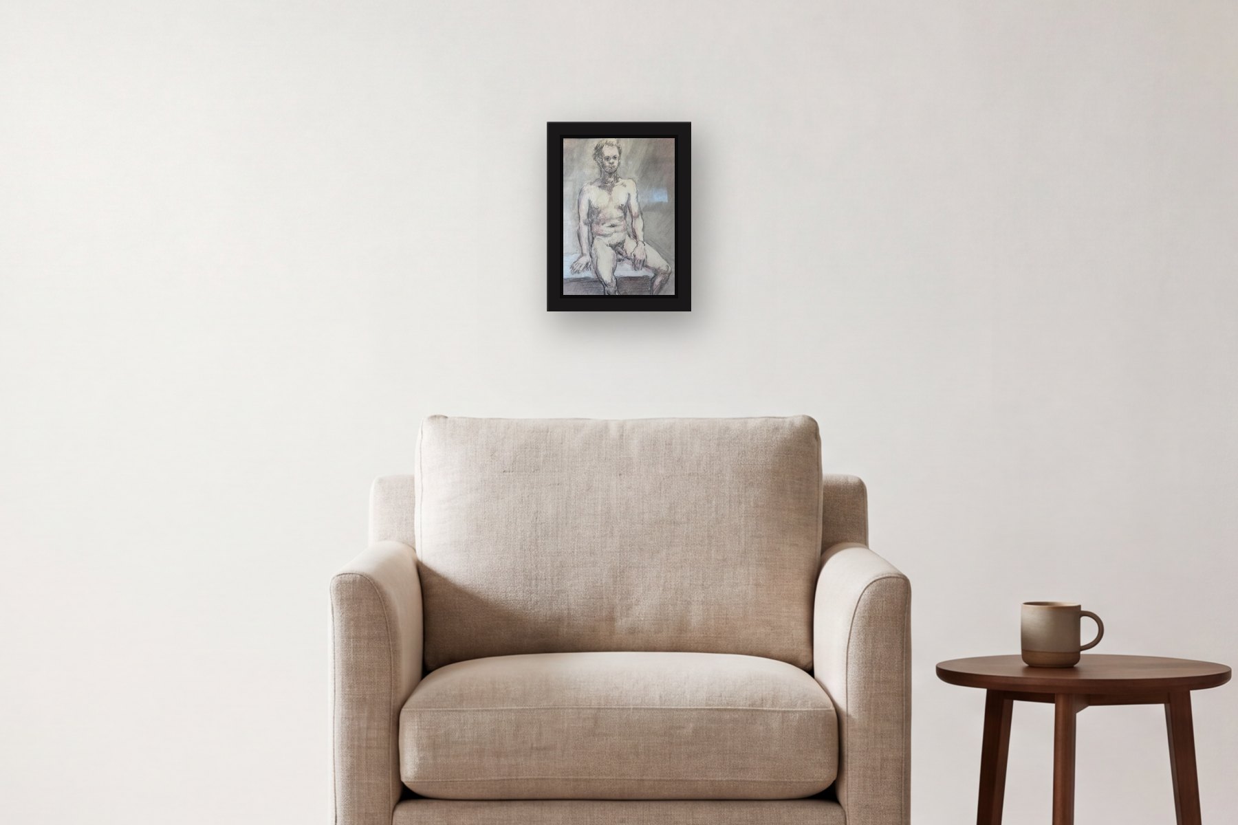 Nude by Bill Sullivan, hanging above an armchair