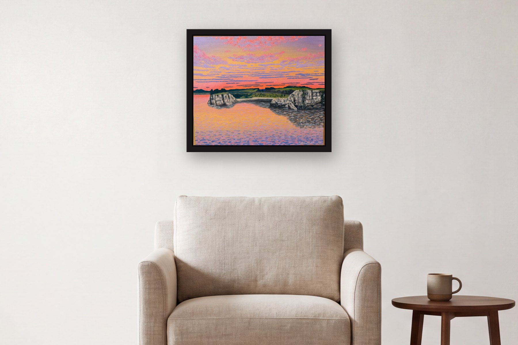 Quarry in Upstate NY by Bill Sullivan, hanging above an armchair