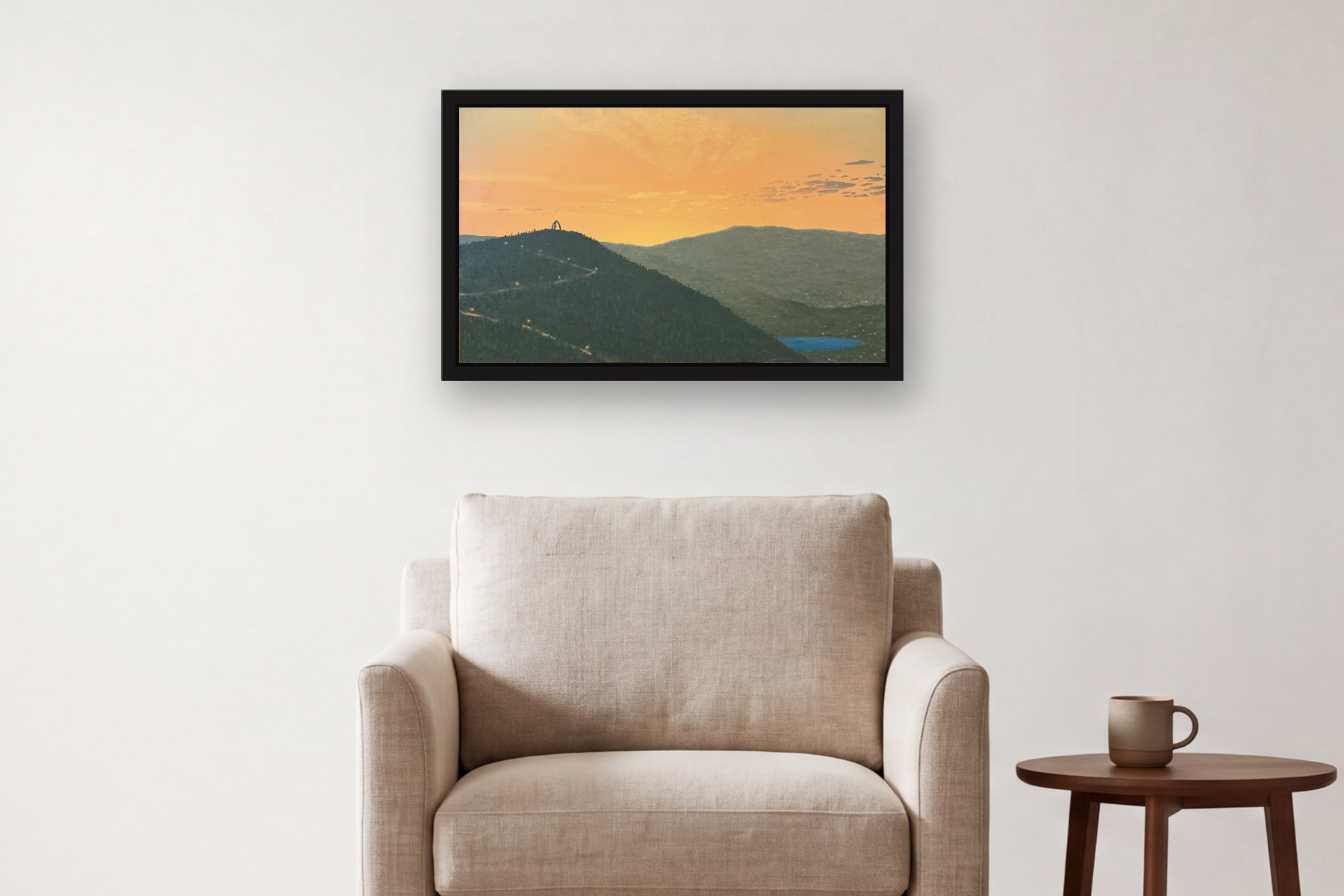 Santa Barbara by Bill Sullivan, hanging above an armchair