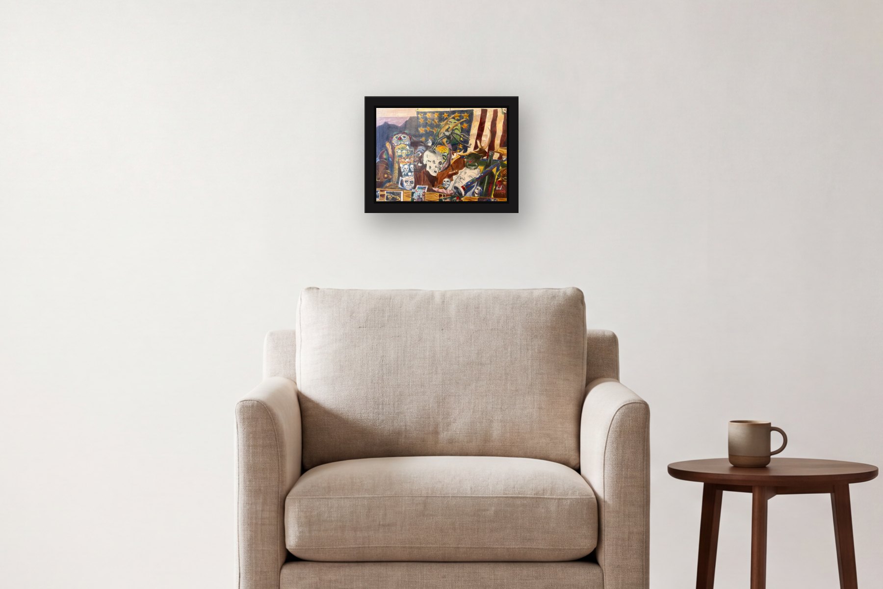 Secrets of the Haunted House by Lawrence Steven Faden, hanging above an armchair