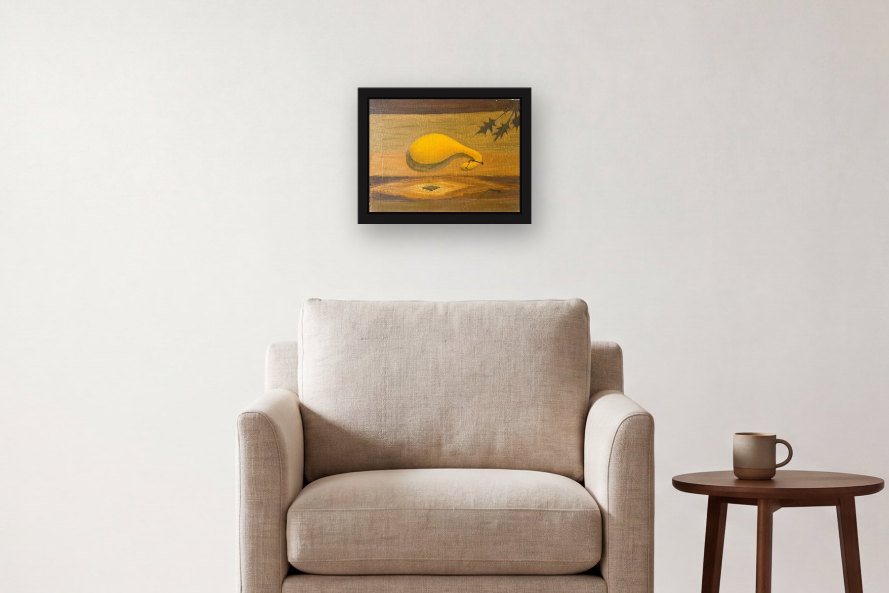 Squash by Artist not recorded, hanging above an armchair