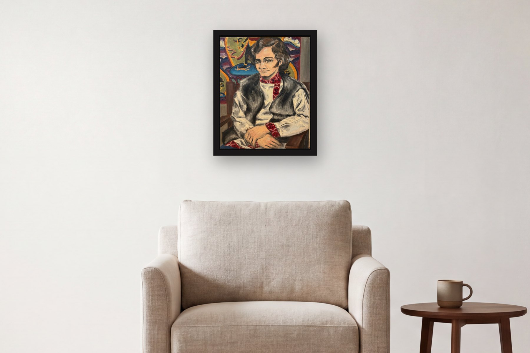 Untitled by Bill Sullivan, hanging above an armchair