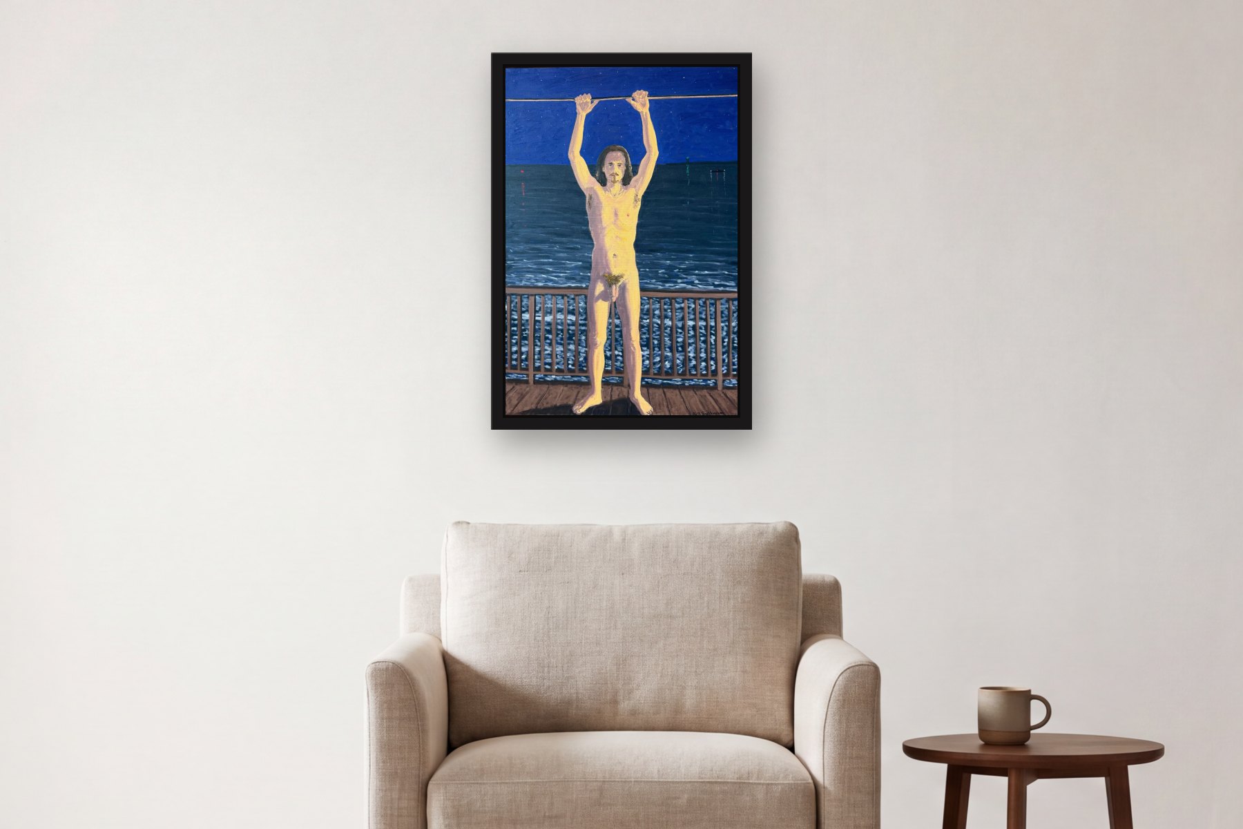 Untitled by Bill Sullivan, hanging above an armchair