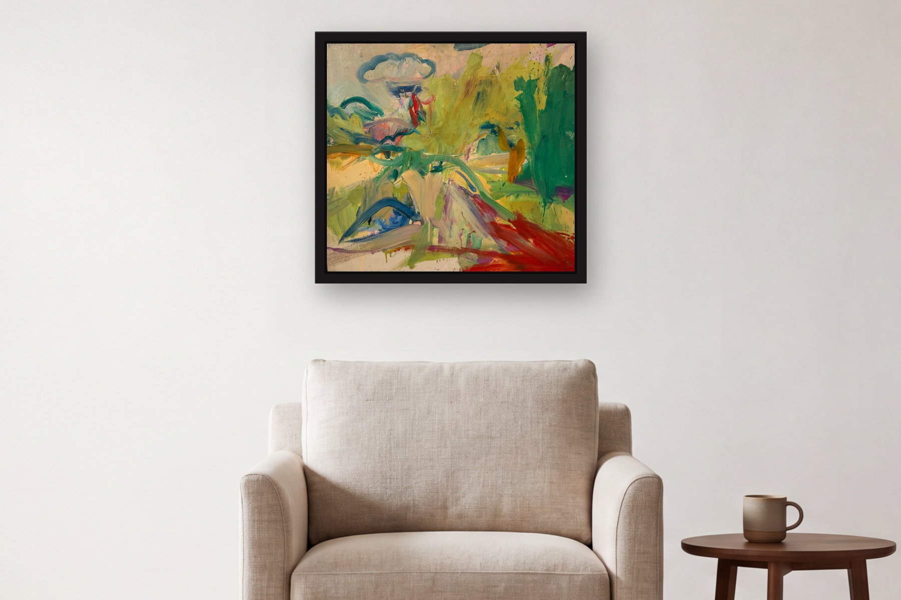 Untitled by Noah Baen, hanging above an armchair