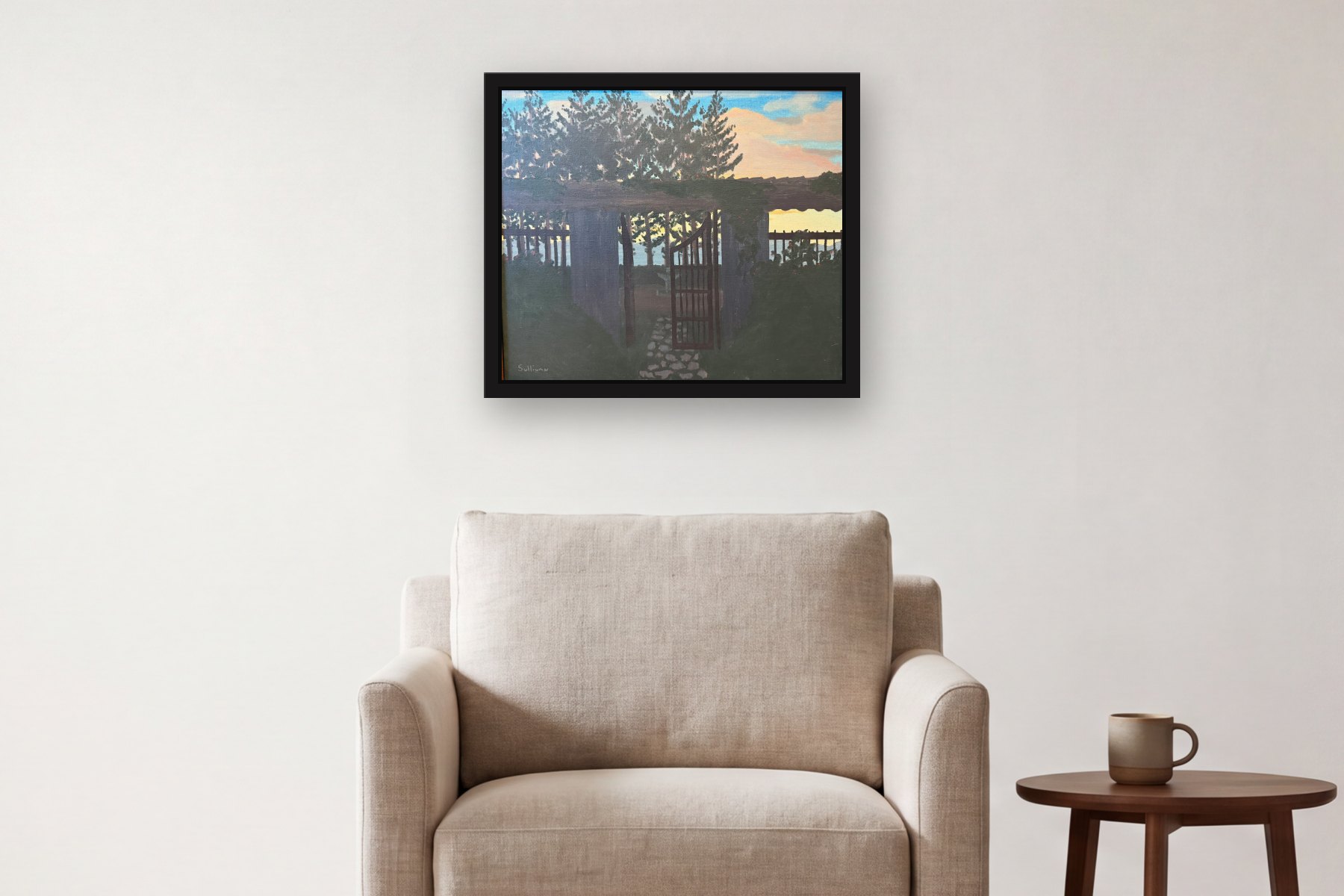 Untitled (Quirama, Medellin) by Bill Sullivan, hanging above an armchair