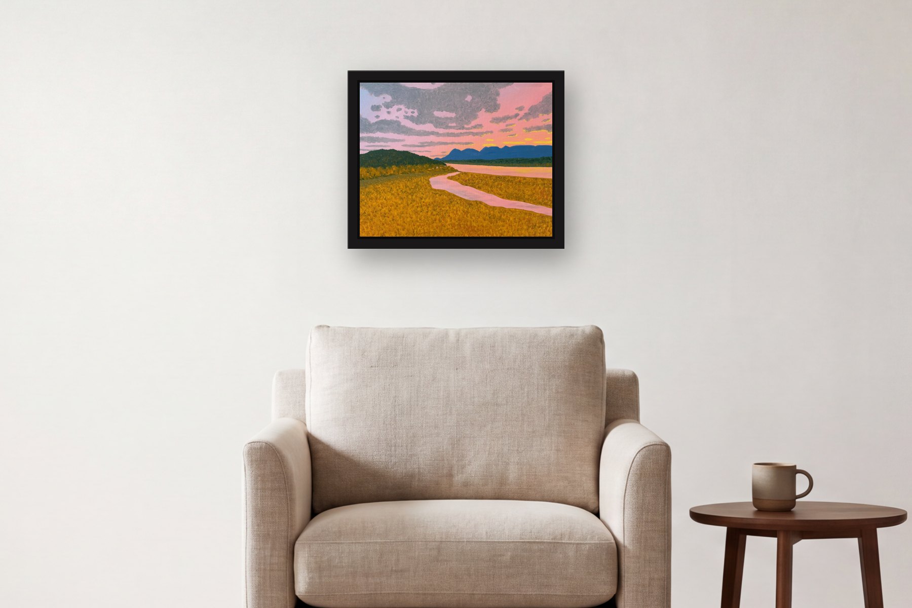 View of the Catskills by Bill Sullivan, hanging above an armchair