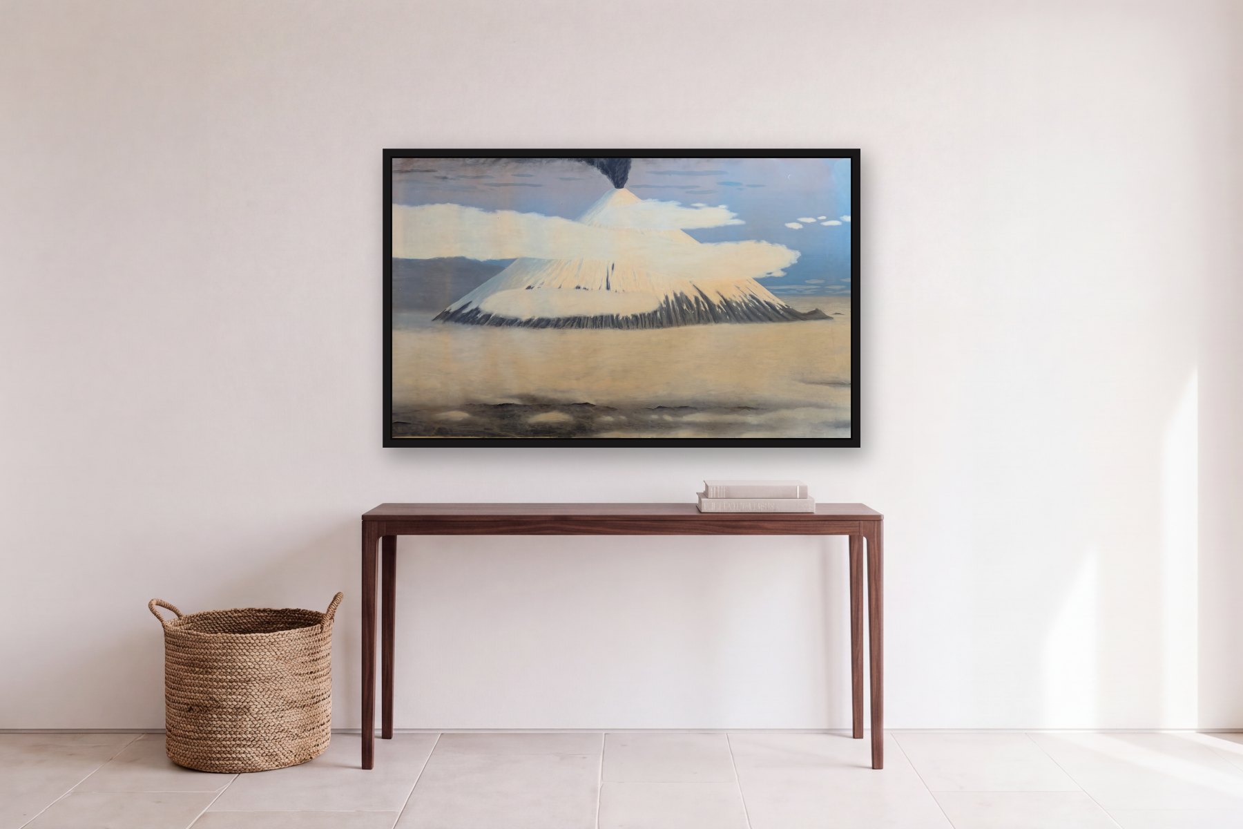 Cotopaxi by Bill Sullivan, hanging above a console table in a hallway
