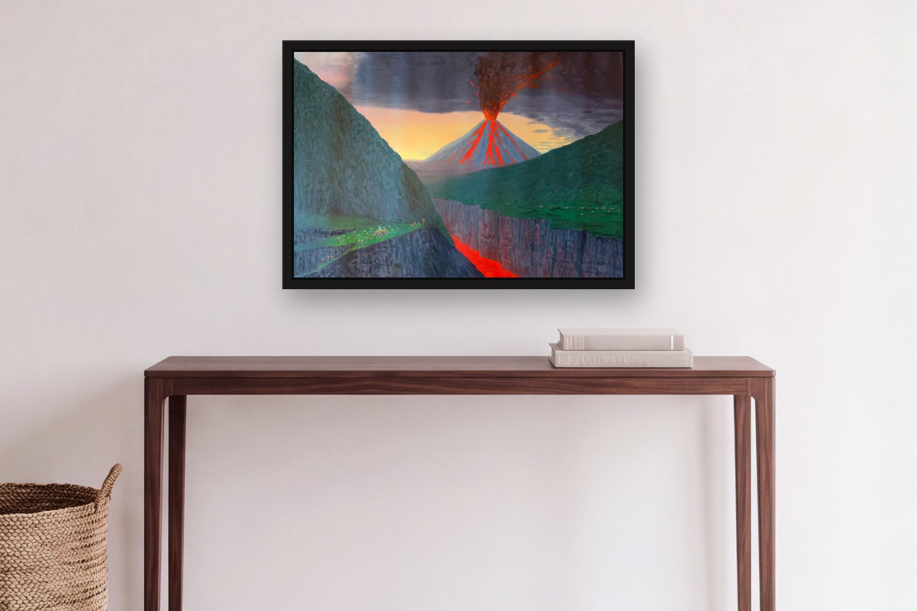 Sangay by Bill Sullivan, hanging above a console table in a hallway