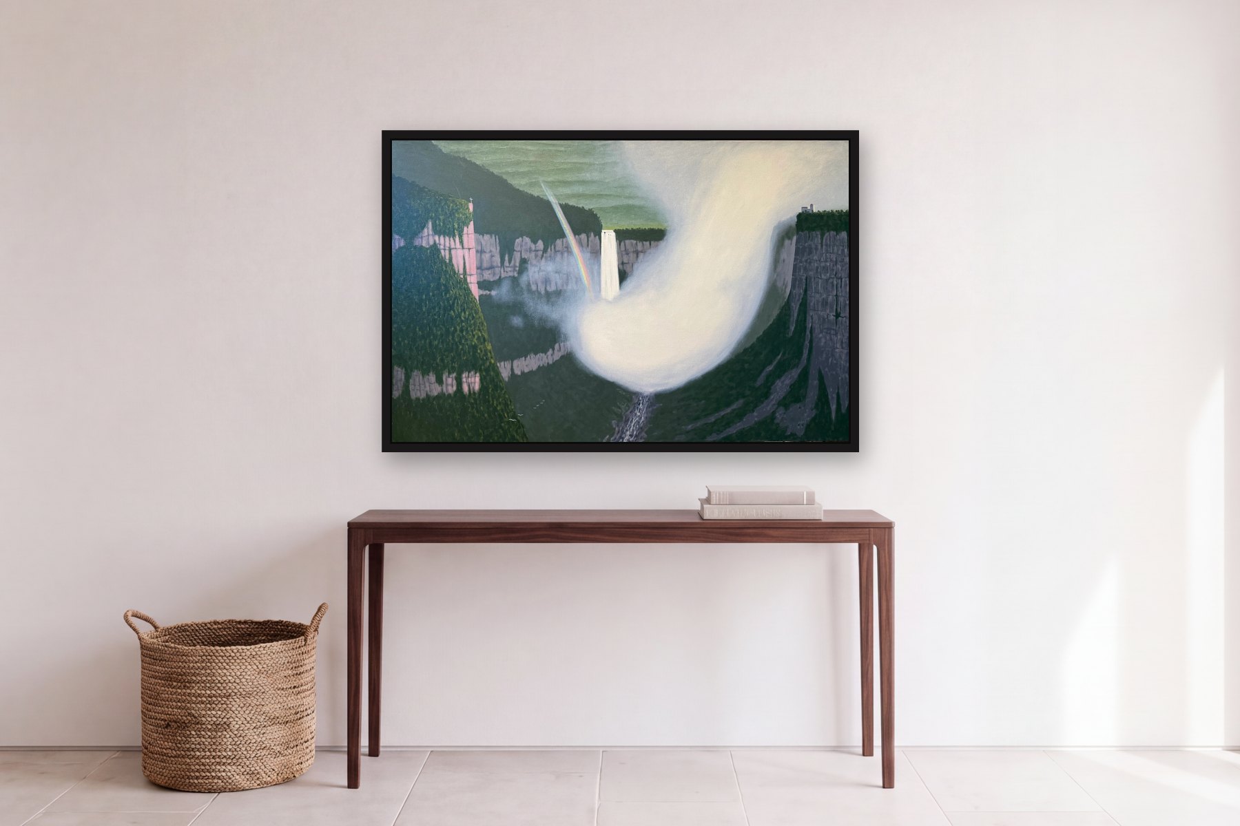 Tequendama by Bill Sullivan, hanging above a console table in a hallway