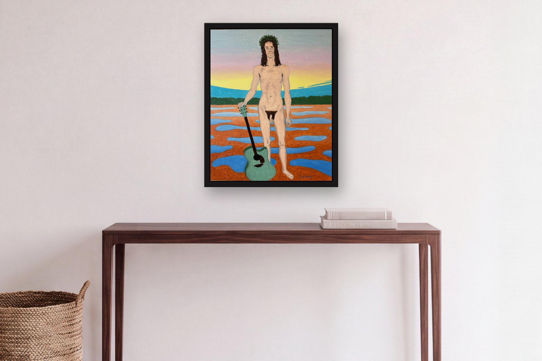 Untitled by Bill Sullivan, hanging above a console table in a hallway
