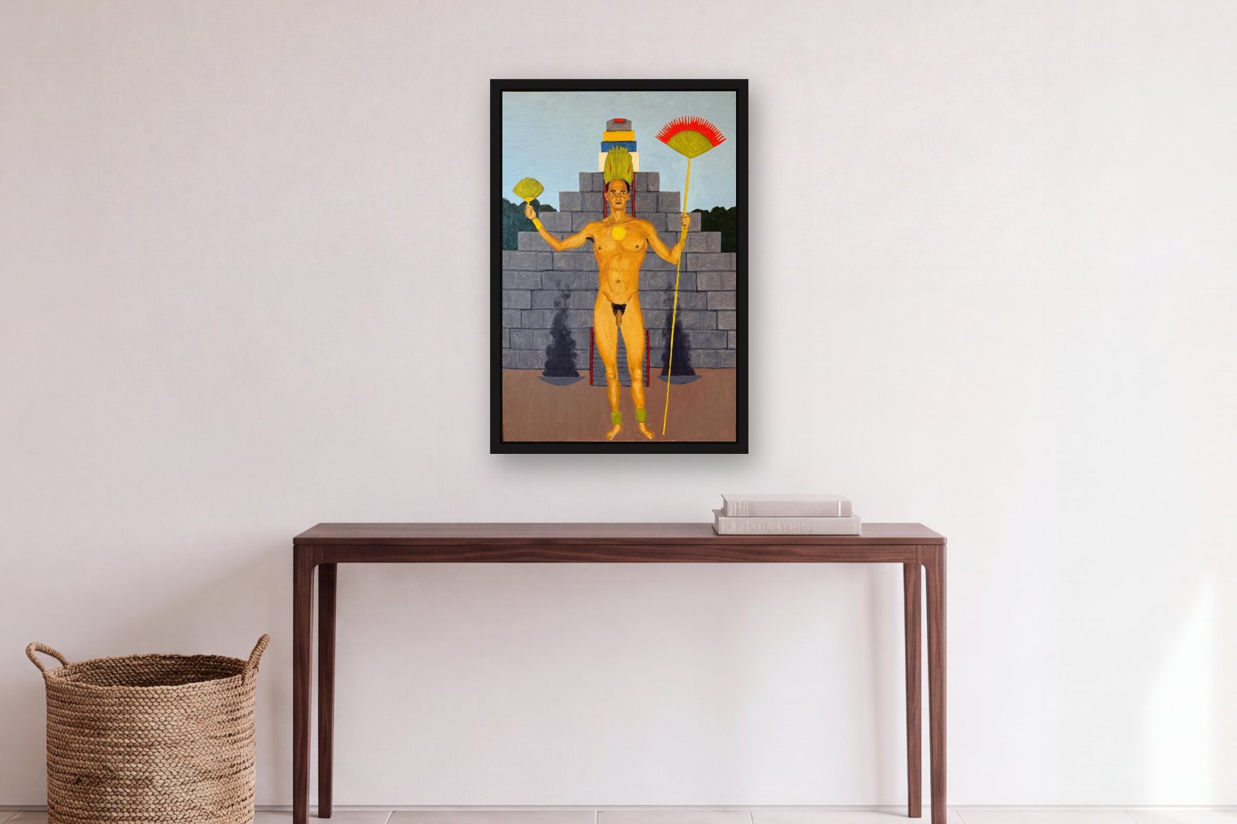 Untitled by Bill Sullivan, hanging above a console table in a hallway