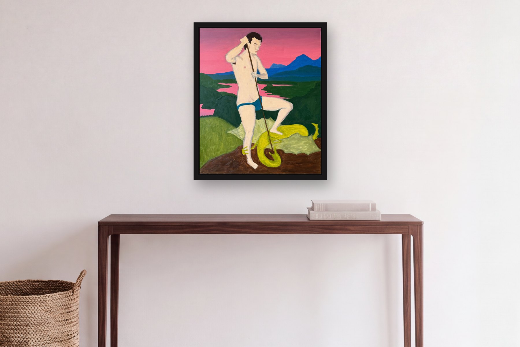 Untitled by Bill Sullivan, hanging above a console table in a hallway