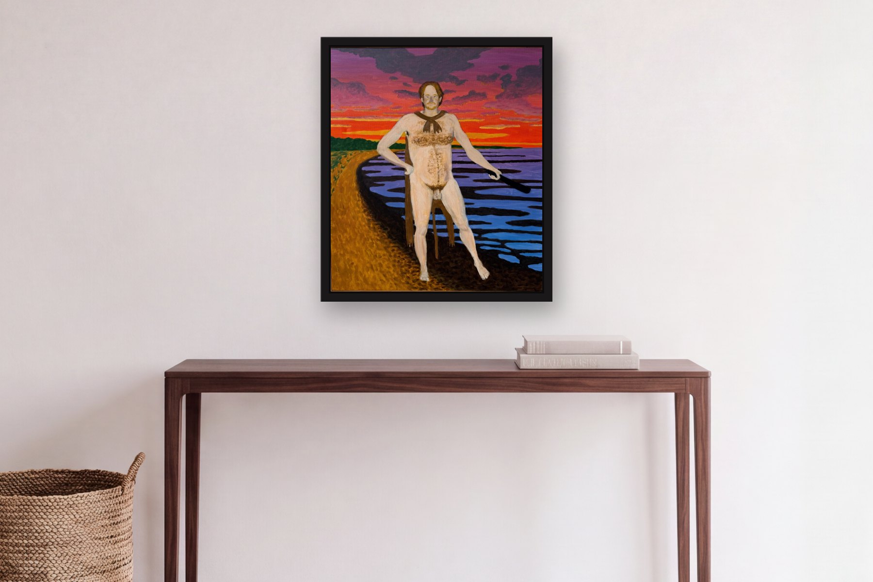 Untitled by Bill Sullivan, hanging above a console table in a hallway