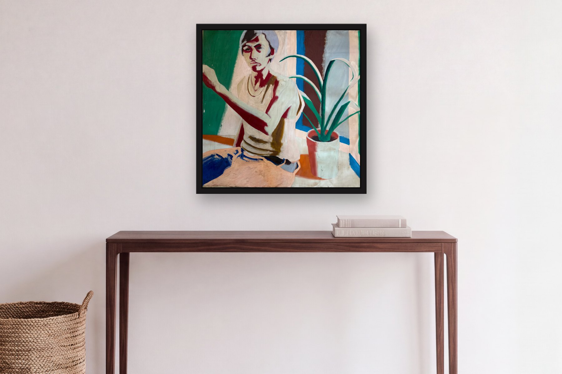 Untitled by Bill Sullivan, hanging above a console table in a hallway