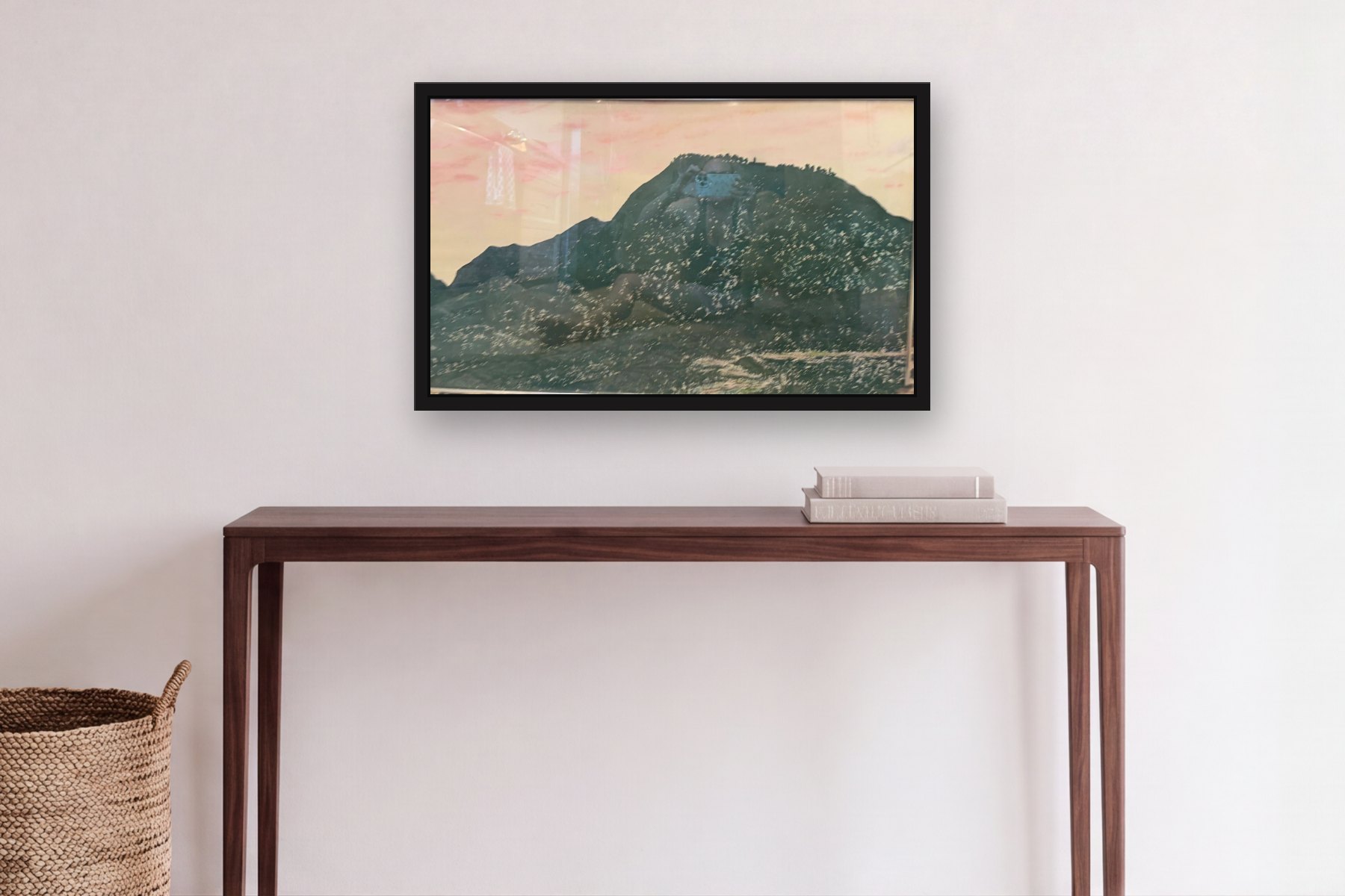 Untitled by Bill Sullivan, hanging above a console table in a hallway