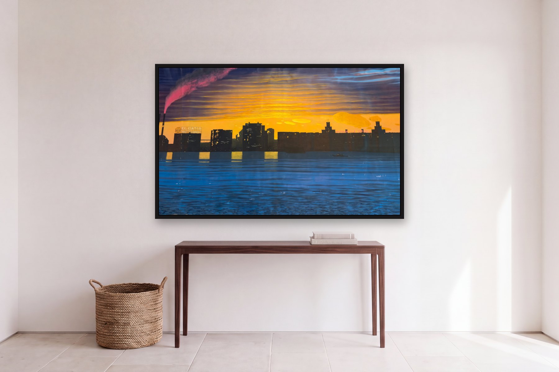 Untitled by Bill Sullivan, hanging above a console table in a hallway