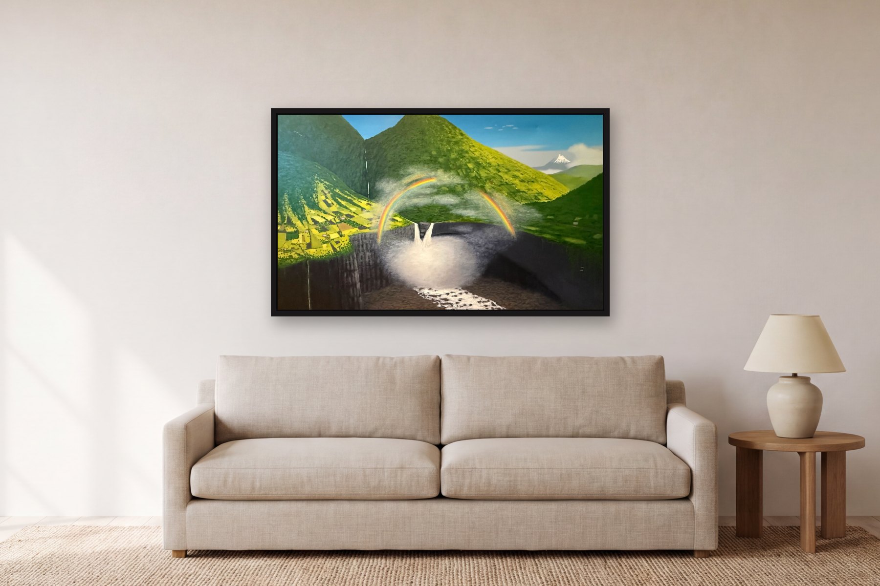 Agoyán by Bill Sullivan, hanging above a sofa in a living room