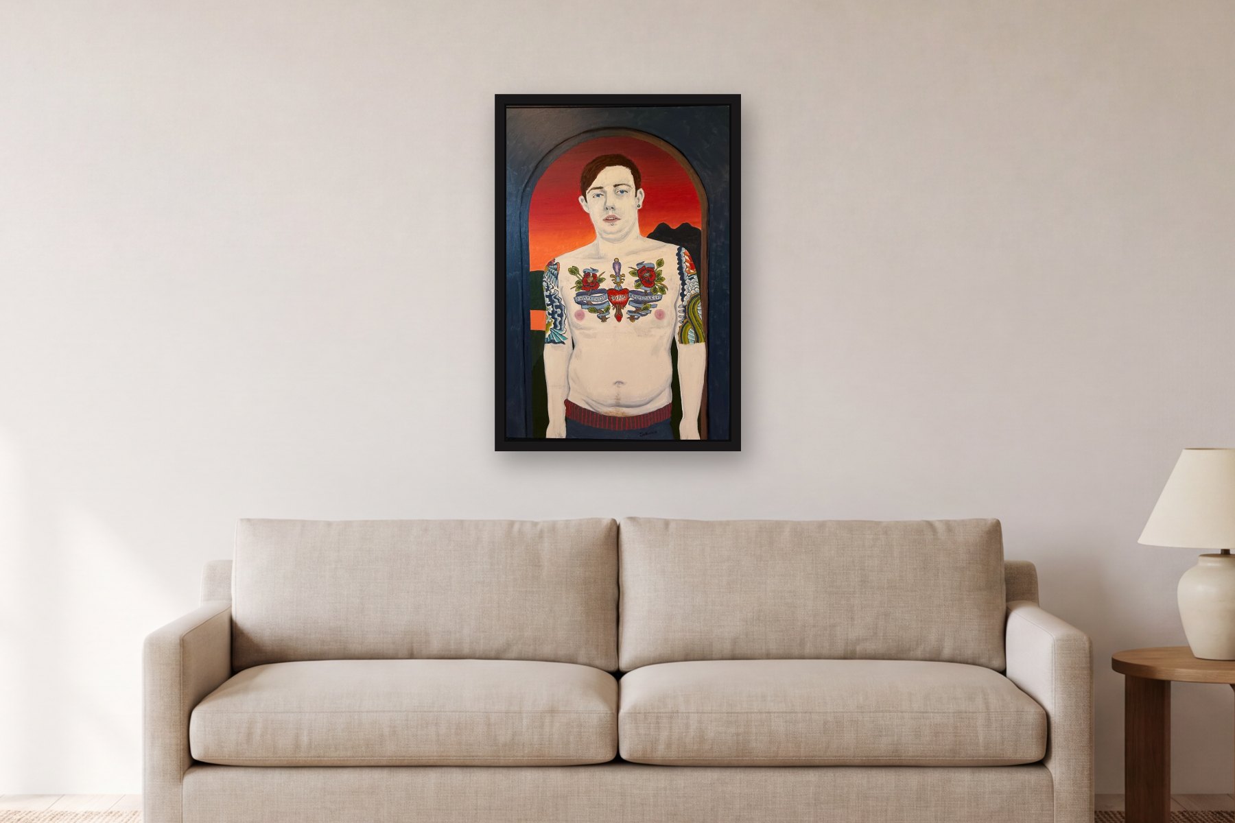Awake These Dreams from Sleep by Bill Sullivan, hanging above a sofa in a living room