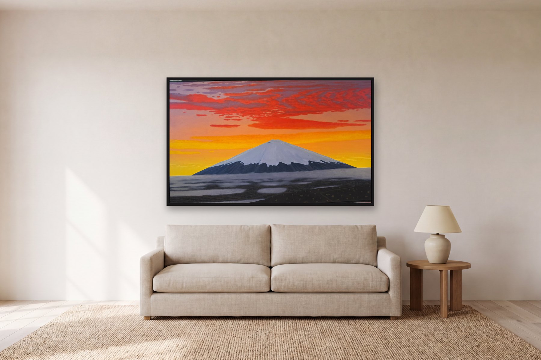 Cotopaxi by Bill Sullivan, hanging above a sofa in a living room