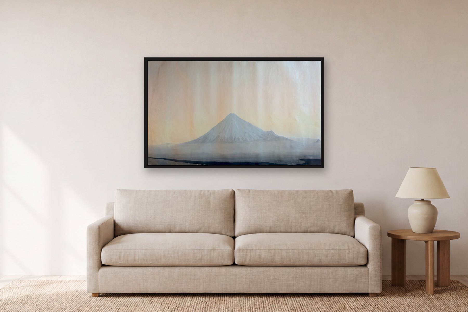 Cotopaxi by Bill Sullivan, hanging above a sofa in a living room