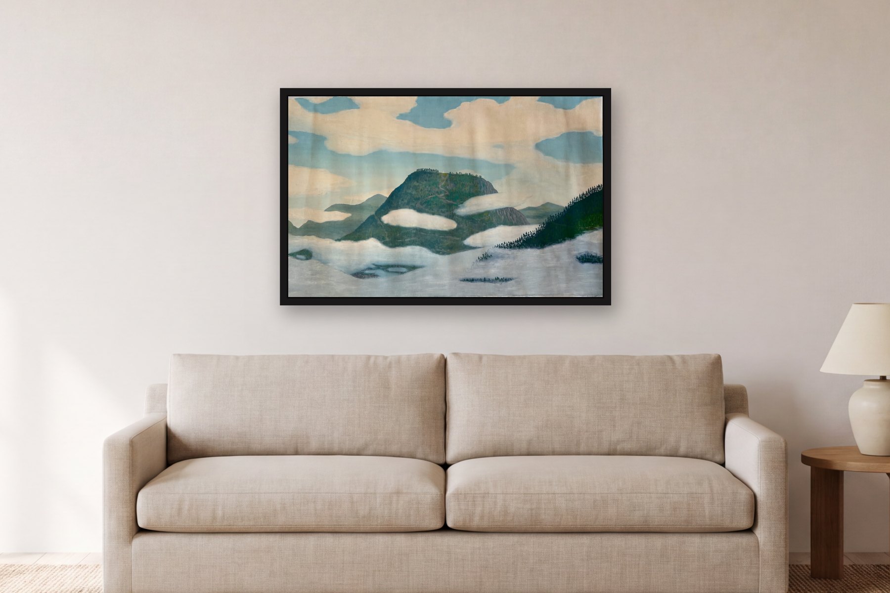 Guadalupe by Bill Sullivan, hanging above a sofa in a living room