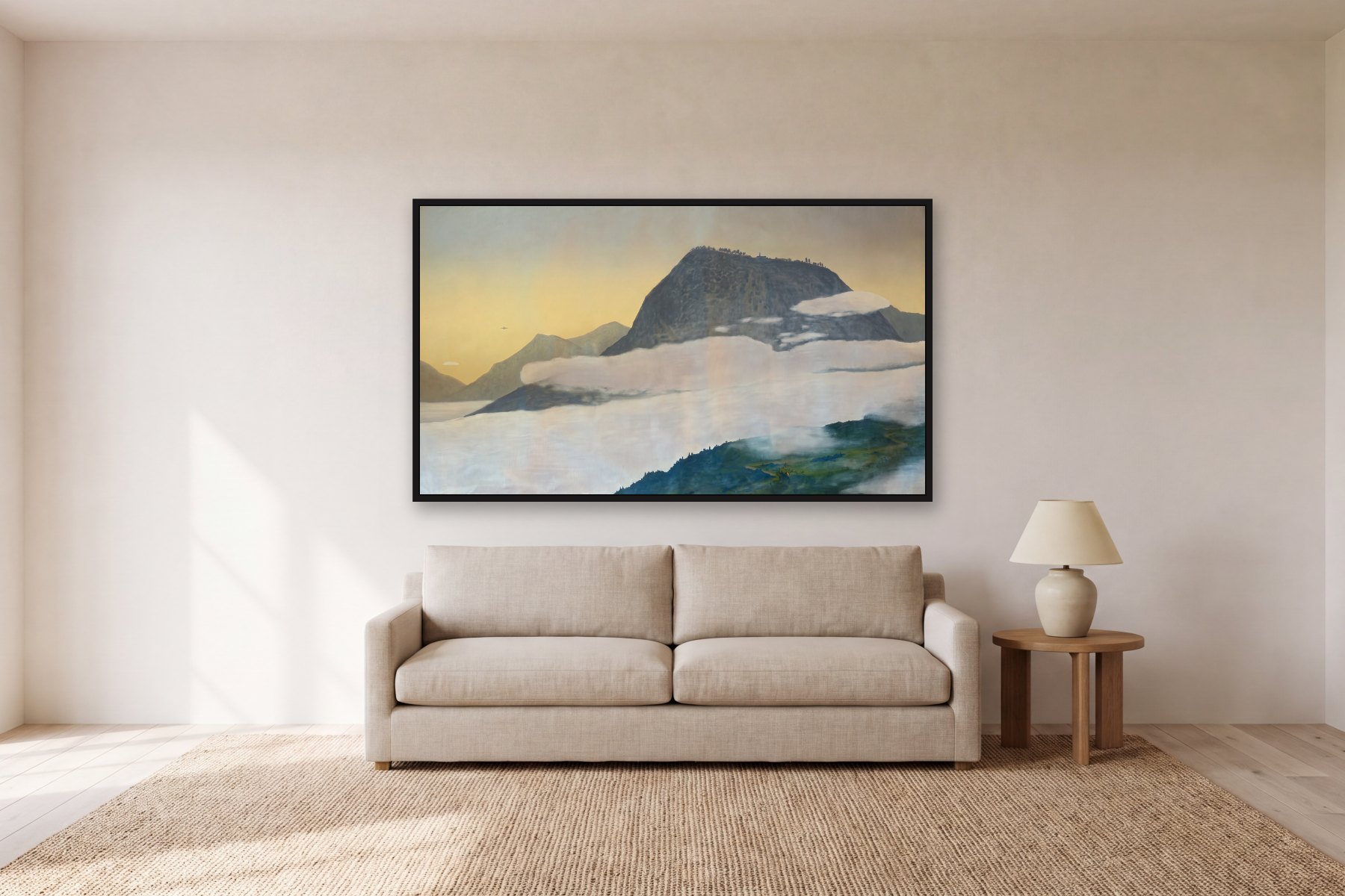 Monserrate by Bill Sullivan, hanging above a sofa in a living room