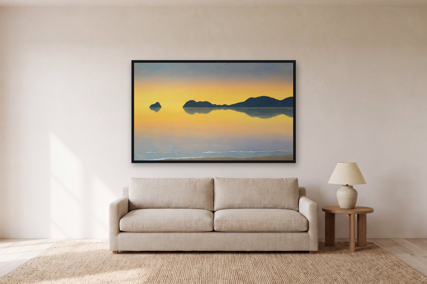 Santa Marta by Bill Sullivan, hanging above a sofa in a living room