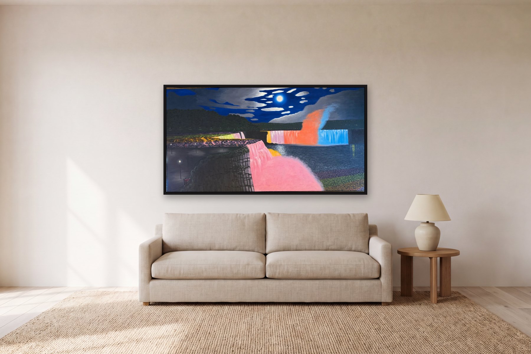 Second Honeymoon by Bill Sullivan, hanging above a sofa in a living room