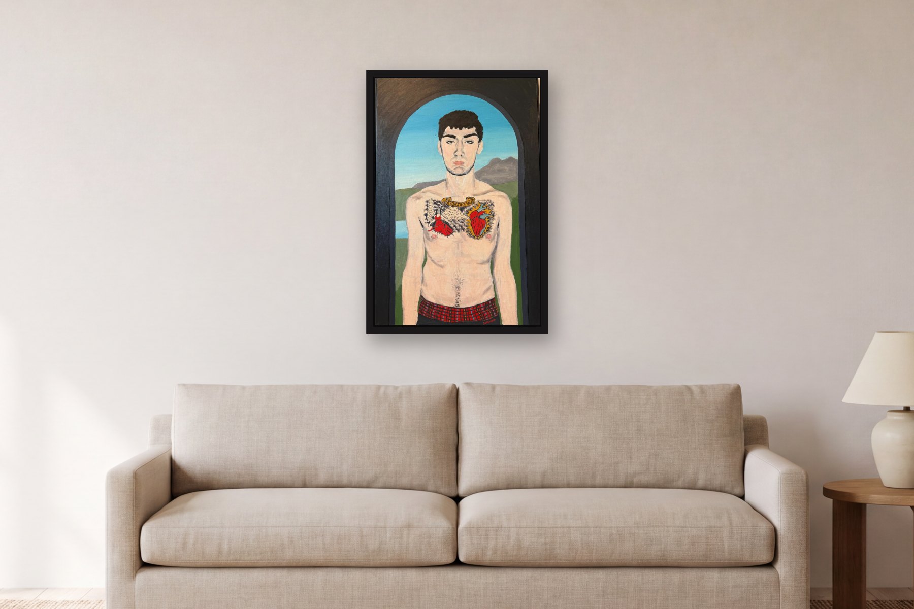 Strength of Will by Bill Sullivan, hanging above a sofa in a living room