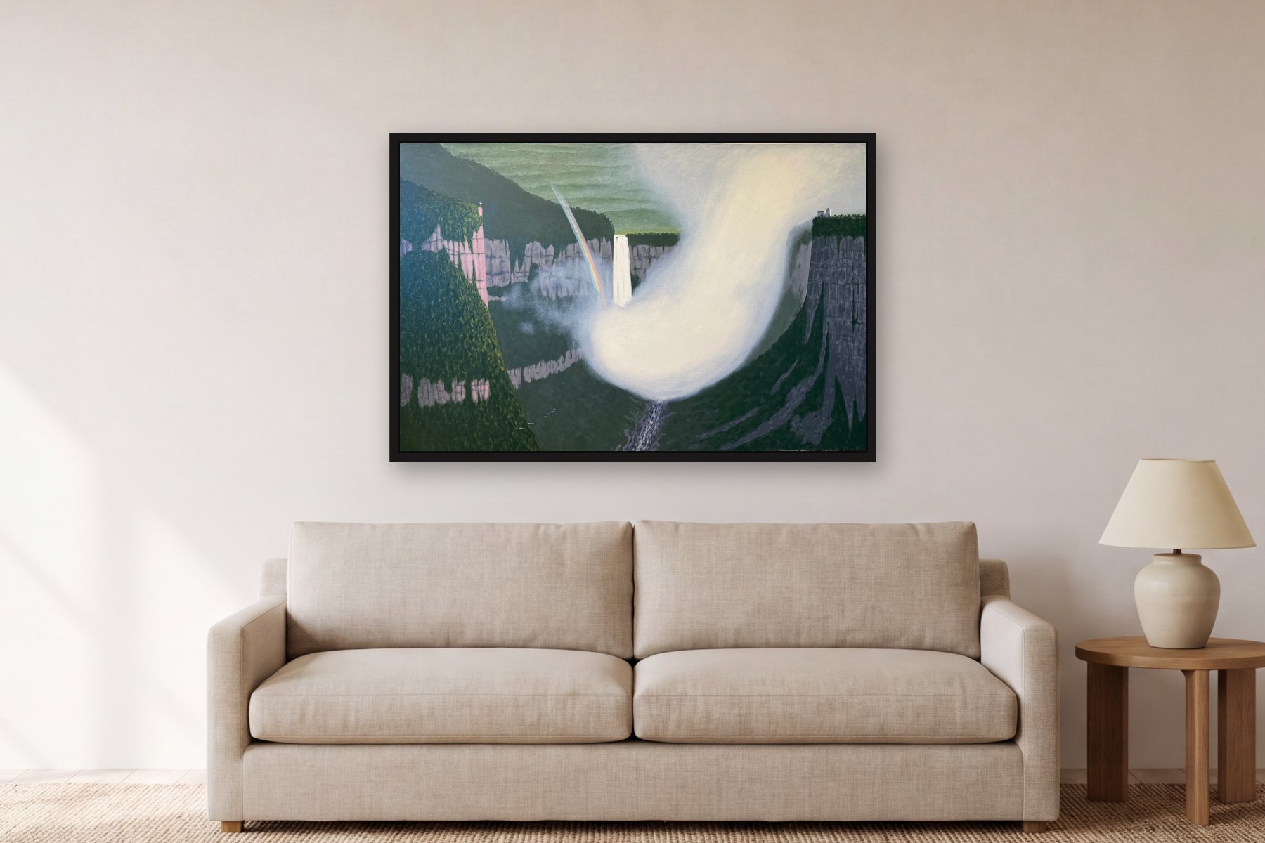Tequendama by Bill Sullivan, hanging above a sofa in a living room